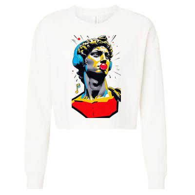 David Statue Michelangelo Motivational Renaissance Art Cropped Pullover Crew