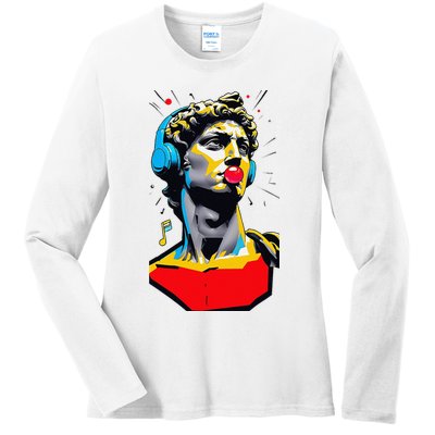 David Statue Michelangelo Motivational Renaissance Art Ladies Long Sleeve Shirt