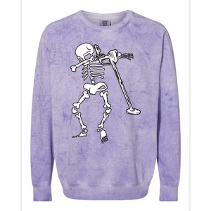 Dabbing Skeleton Metal Detector Halloween Funny Dab Humor Gift Colorblast Crewneck Sweatshirt