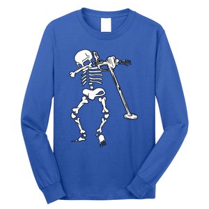 Dabbing Skeleton Metal Detector Halloween Funny Dab Humor Gift Long Sleeve Shirt