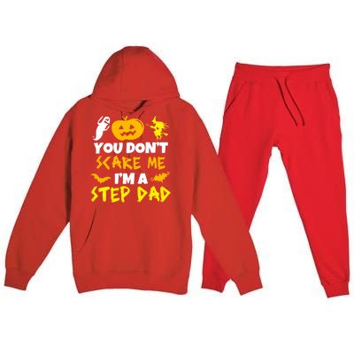 Don't Scare Me Stepgiftdad Costume Halloween Lazy Easy Stepdad Cute Gift Premium Hooded Sweatsuit Set