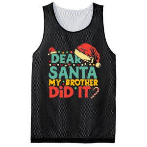 Dear Santa My Brother Did It Funny Christmas  Mesh Reversible Basketball Jersey Tank