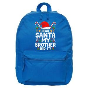 Dear Santa My Brother Did It  Funny Christmas  16 in Basic Backpack