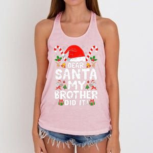 Dear Santa My Brother Did It  Funny Christmas  Women's Knotted Racerback Tank