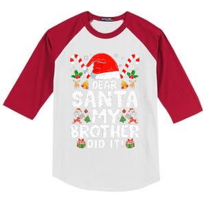 Dear Santa My Brother Did It  Funny Christmas  Kids Colorblock Raglan Jersey