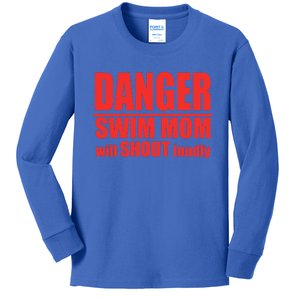 Danger Swim Mom Will Shout Loudly Swimming Cool Gift Kids Long Sleeve Shirt