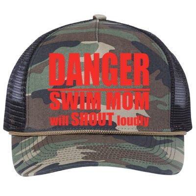 Danger Swim Mom Will Shout Loudly Swimming Cool Gift Retro Rope Trucker Hat Cap