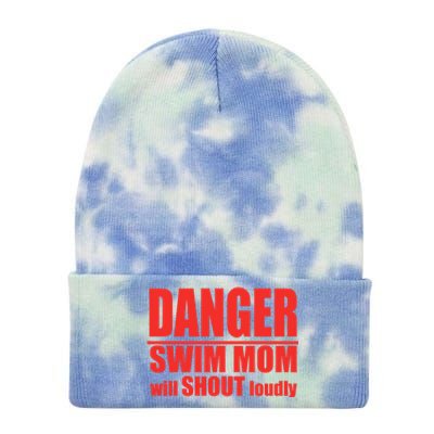 Danger Swim Mom Will Shout Loudly Swimming Cool Gift Tie Dye 12in Knit Beanie