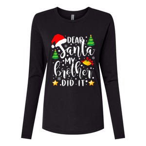 Dear Santa My Brother Did It Funny Christmas Pajama Womens Cotton Relaxed Long Sleeve T-Shirt