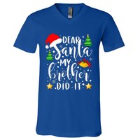 Dear Santa My Brother Did It Funny Christmas Pajama V-Neck T-Shirt