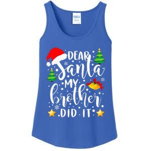 Dear Santa My Brother Did It Funny Christmas Pajama Ladies Essential Tank