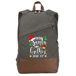 Dear Santa My Brother Did It Funny Christmas Pajama Cotton Canvas Backpack