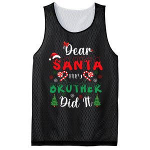 Dear Santa My Brother Did It Funny Christmas Pajama Mesh Reversible Basketball Jersey Tank