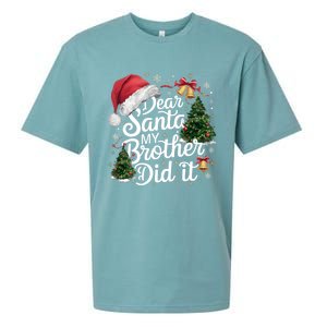 Dear Santa My Brother Did It Funny Christmas Pajama Funny Gift Sueded Cloud Jersey T-Shirt