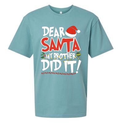 Dear Santa My Brother Did It Merry Christmas Sueded Cloud Jersey T-Shirt