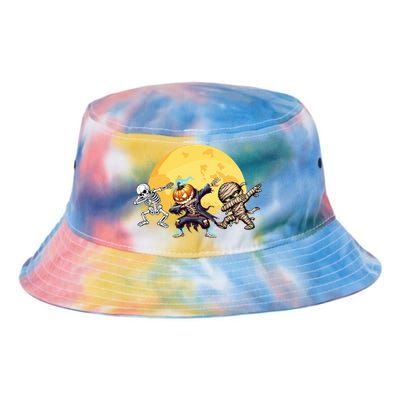 Dabbing Skeleton Mummy Spooky Squad Halloween Gift Tie Dye Newport Bucket Hat