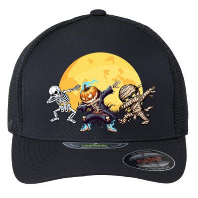 Dabbing Skeleton Mummy Spooky Squad Halloween Gift Flexfit Unipanel Trucker Cap