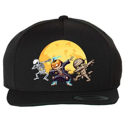 Dabbing Skeleton Mummy Spooky Squad Halloween Gift Wool Snapback Cap