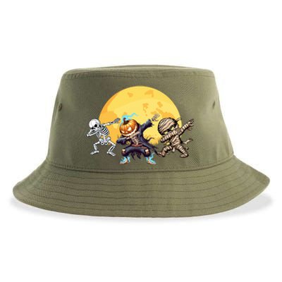 Dabbing Skeleton Mummy Spooky Squad Halloween Gift Sustainable Bucket Hat