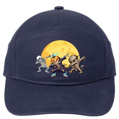 Dabbing Skeleton Mummy Spooky Squad Halloween Gift 7-Panel Snapback Hat