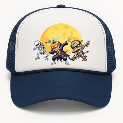 Dabbing Skeleton Mummy Spooky Squad Halloween Gift Trucker Hat