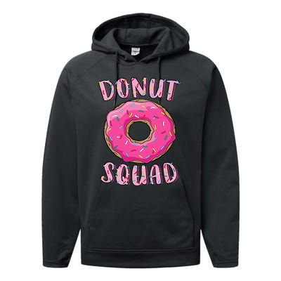 Donut Squad Matching Donut Party Pink Doughnut Sprinkles Performance Fleece Hoodie