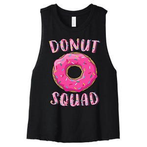 Donut Squad Matching Donut Party Pink Doughnut Sprinkles Women's Racerback Cropped Tank