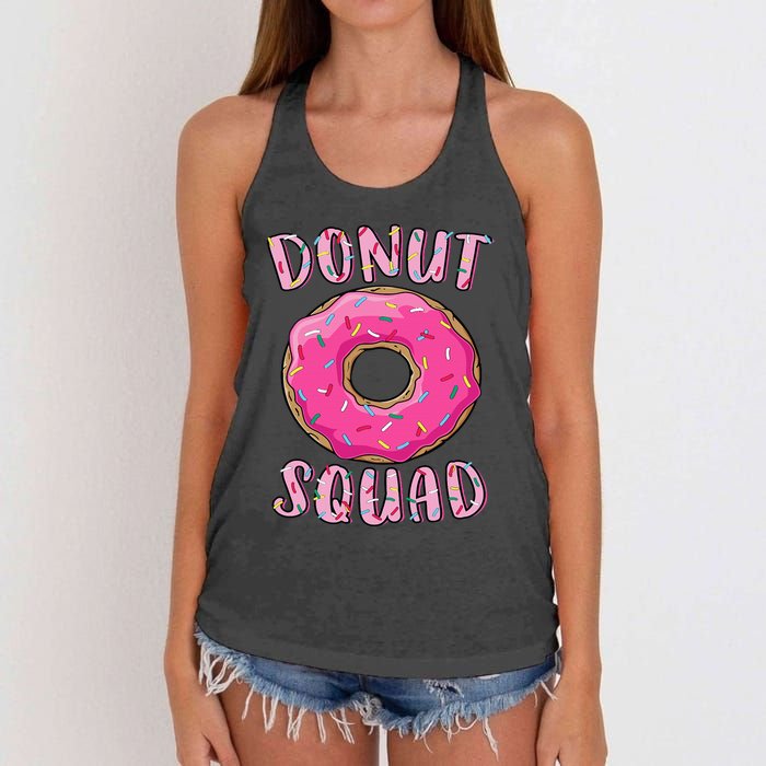 Donut Squad Matching Donut Party Pink Doughnut Sprinkles Women's Knotted Racerback Tank