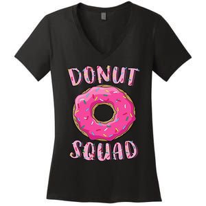 Donut Squad Matching Donut Party Pink Doughnut Sprinkles Women's V-Neck T-Shirt