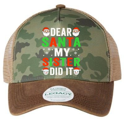 Dear Santa My Sister Did It Christmas Sister Brother Pajamas Legacy Tie Dye Trucker Hat