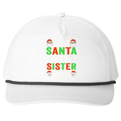 Dear Santa My Sister Did It Christmas Sister Brother Pajamas Snapback Five-Panel Rope Hat