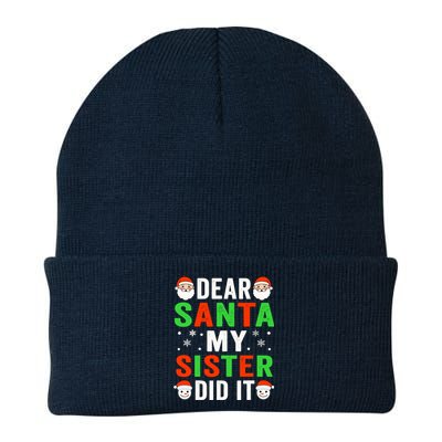 Dear Santa My Sister Did It Christmas Sister Brother Pajamas Knit Cap Winter Beanie