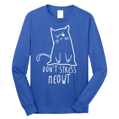Dont Stress Meowt Funny Cat Humour Kitty Owner Cat Mom Dad Cute Gift Long Sleeve Shirt