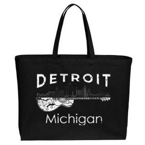 Detroit Souvenir Michigan Music Electric Guitar Cotton Canvas Jumbo Tote