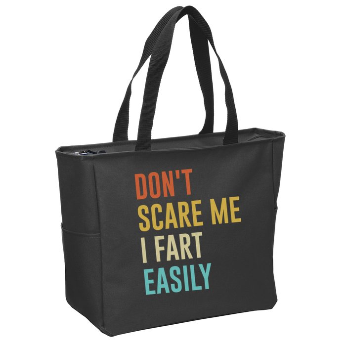 Dont Scare Me I Fart Easily Retro Funny Flatulence For Dads Zip Tote Bag