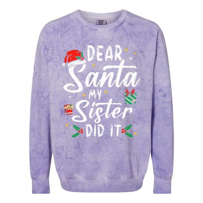 Dear Santa My Sister Did It Funny Christmas Colorblast Crewneck Sweatshirt