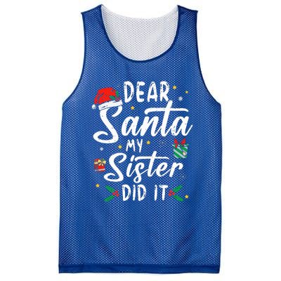 Dear Santa My Sister Did It Funny Christmas Mesh Reversible Basketball Jersey Tank