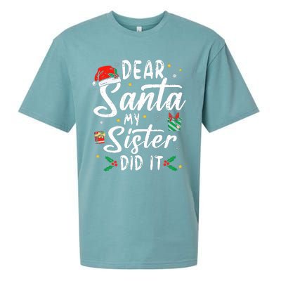 Dear Santa My Sister Did It Funny Christmas Sueded Cloud Jersey T-Shirt