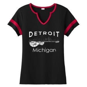 Detroit Souvenir Michigan Music Electric Guitar Ladies Halftime Notch Neck Tee