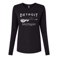 Detroit Souvenir Michigan Music Electric Guitar Womens Cotton Relaxed Long Sleeve T-Shirt