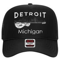 Detroit Souvenir Michigan Music Electric Guitar High Crown Mesh Back Trucker Hat