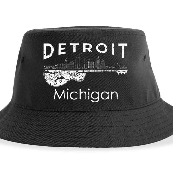 Detroit Souvenir Michigan Music Electric Guitar Sustainable Bucket Hat