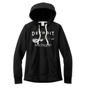 Detroit Souvenir Michigan Music Electric Guitar Women's Fleece Hoodie