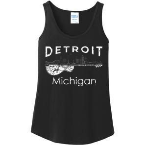 Detroit Souvenir Michigan Music Electric Guitar Ladies Essential Tank