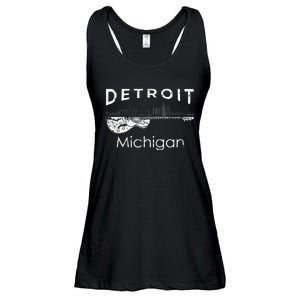 Detroit Souvenir Michigan Music Electric Guitar Ladies Essential Flowy Tank