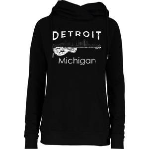 Detroit Souvenir Michigan Music Electric Guitar Womens Funnel Neck Pullover Hood