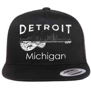 Detroit Souvenir Michigan Music Electric Guitar Flat Bill Trucker Hat