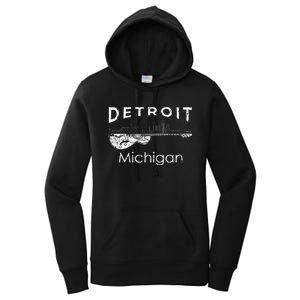 Detroit Souvenir Michigan Music Electric Guitar Women's Pullover Hoodie