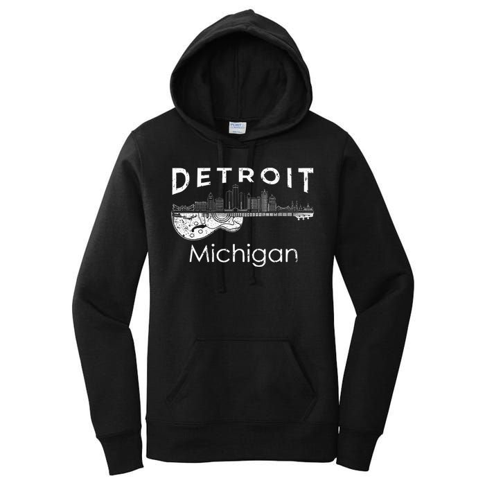 Detroit Souvenir Michigan Music Electric Guitar Women's Pullover Hoodie