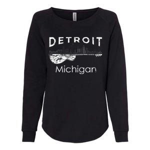 Detroit Souvenir Michigan Music Electric Guitar Womens California Wash Sweatshirt